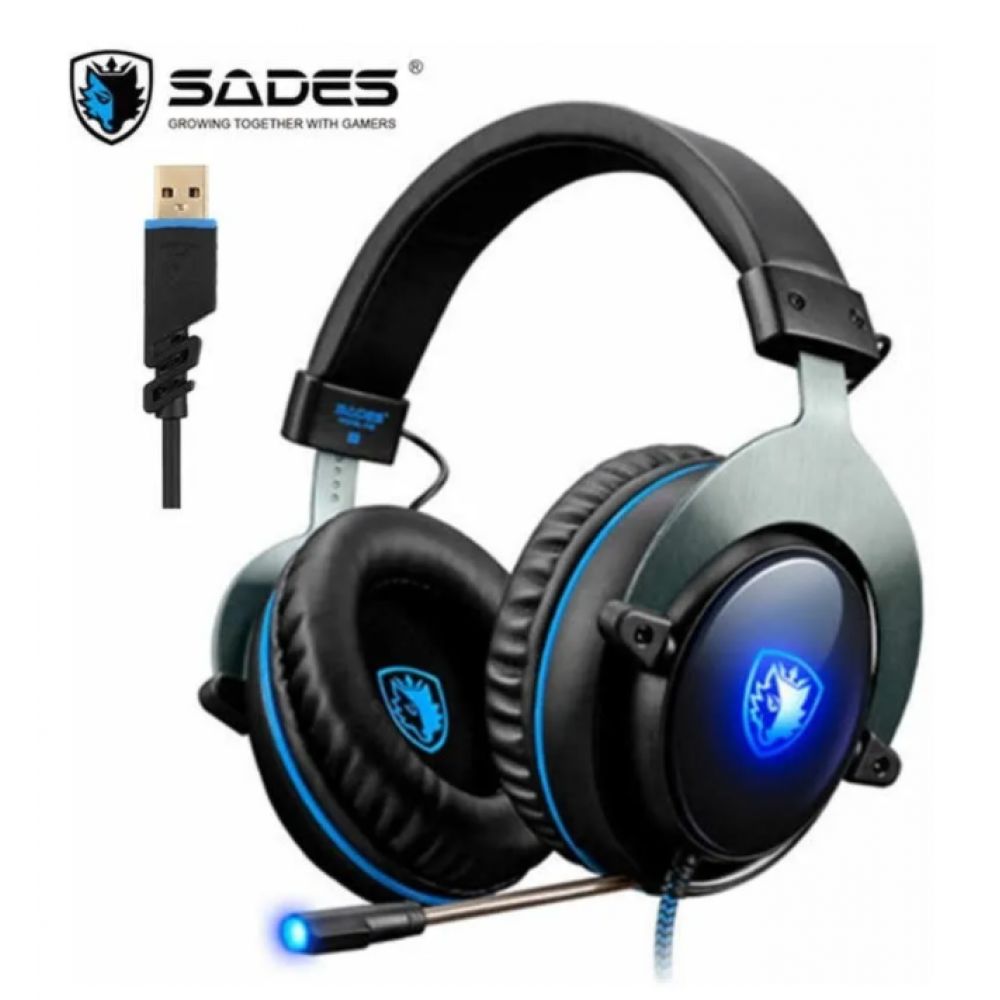 Auricular Headset Sades R12 Pro Negro Azul i3